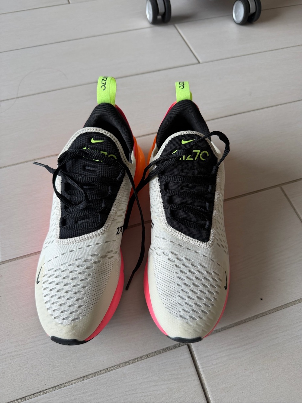 Nike Air Max 270 React - White, Black, Neon Green & Pink Accents